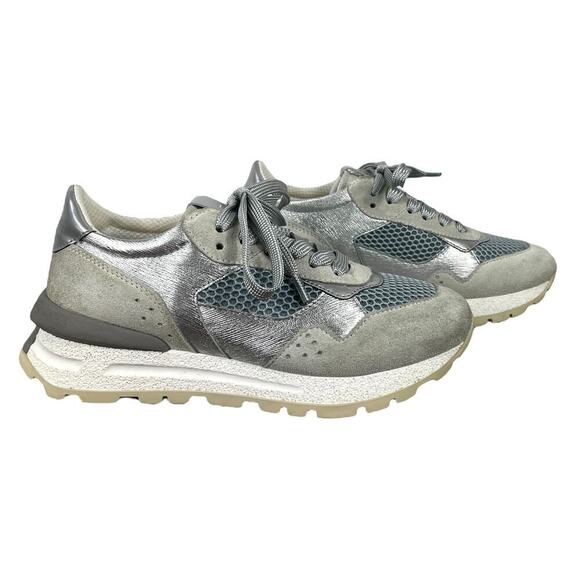 M. Gemi The Storia Sneaker Gray & Silver Size 6 Mixed Media Sporty Casual - Picture 4 of 13
